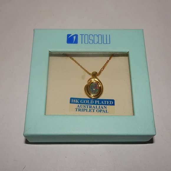 Toscow 18K G.P. Australian Triplett Opal Necklace - Picture 2 of 5